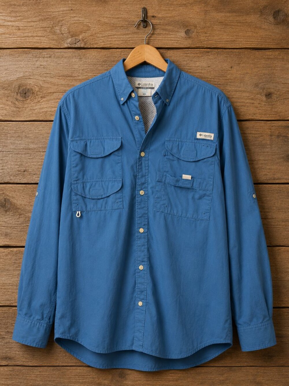 Columbia PFG Men’s XL Performance Fishing Gear Long Sleeve Shirt Blue Ventilated